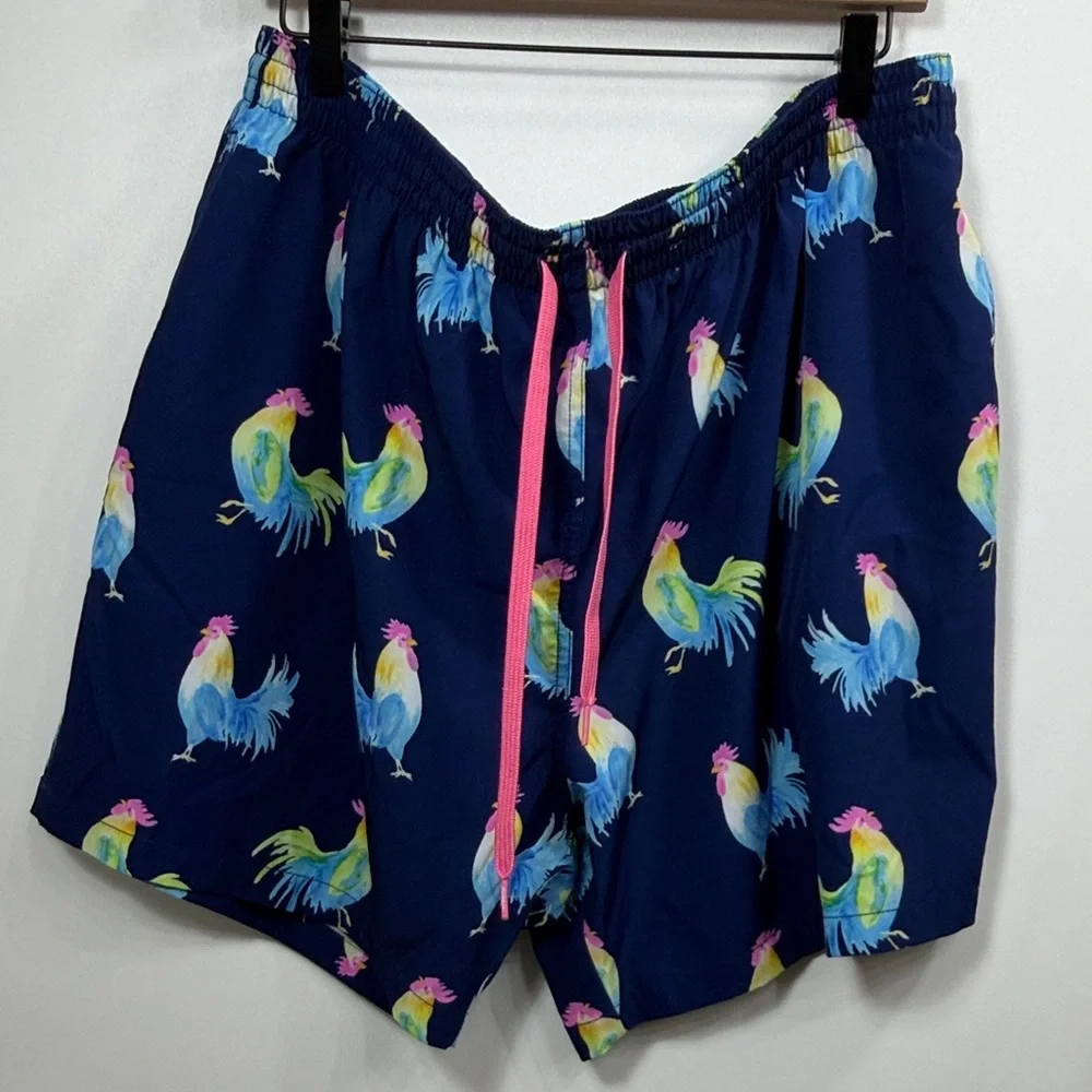 Chubbies Men’s Blue Rooster Print Swim Trunks 5.5” size XXX large.